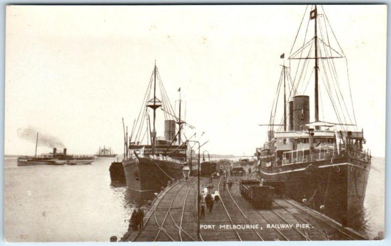 PORT MELBOURNE, AUSTRALIA  Ships  RAILWAY PIER    Postcard