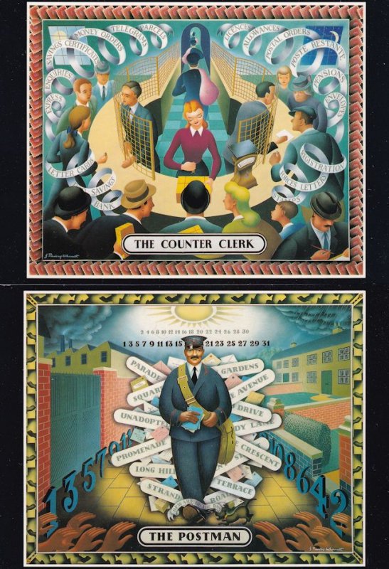 The Royal Mail Counter Clerk Worker Limited Edition 2x Postcard