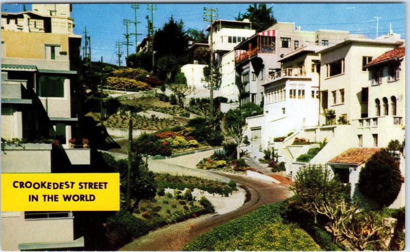 SAN FRANCISCO, CA California  Lombard St CROOKEDEST STREET   c1950s  Postcard