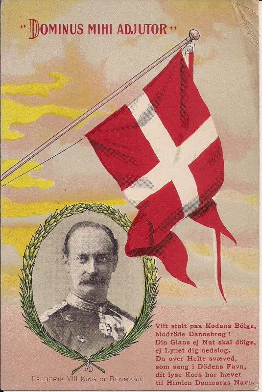 ROYALTY, King Frederick VIII Denmark, Danish Flag pre 1907