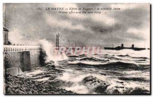 Le Havre - Waves effects a new pier - Old Postcard