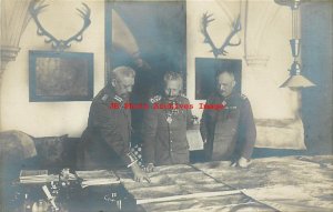 World War I, German Army, RPPC, Kaiser Wilhelm II & Field Marshal Hindenburg,Map