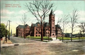 View of Normal School, Terre Haute IN c1907 Vintage Postcard R15