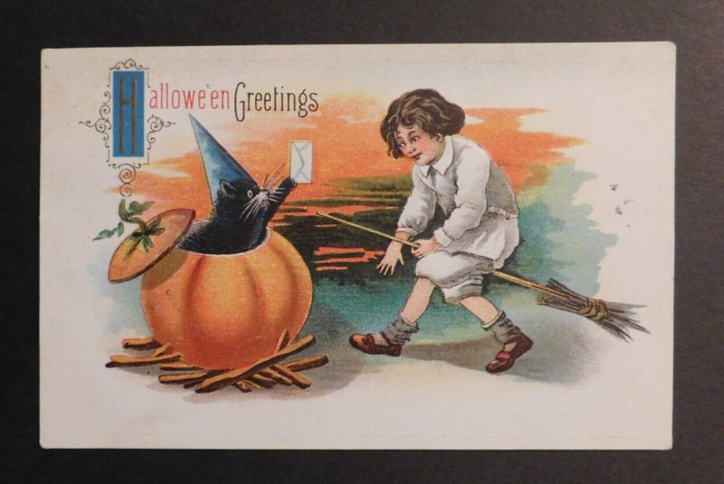 1913 USA Halloween Postcard Cover From Gainesville NY to Bliss NY Greetings