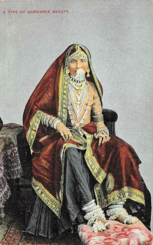 A Type of Marwaree Beauty Marwari Woman India Marwadi c1910s Vintage Postcard