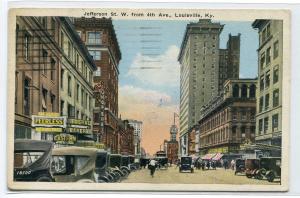 Jefferson Street Louisville Kentucky 1920s postcard