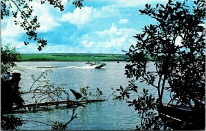 Postcard AB Grande Prairie Saskatoon Island Provincial Park Motor Boat 1960 S105