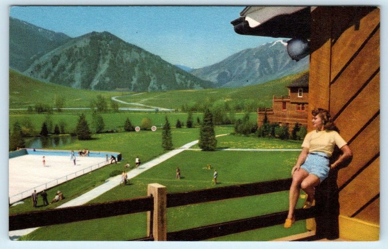 SUN VALLEY, ID Idaho  Outdoor ICE SKATING RINK  c1940s  Blaine County Postcard