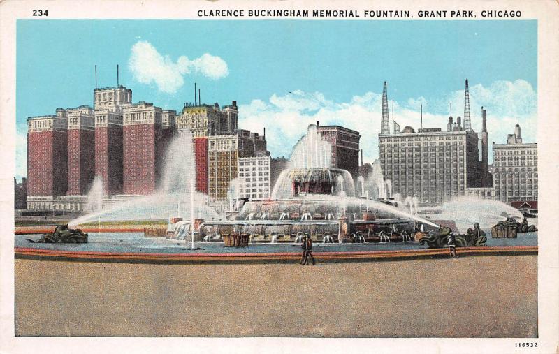 Clarence Buckingham Memorial Fountain, Chicago,Illinois, Early Postcard, Unused