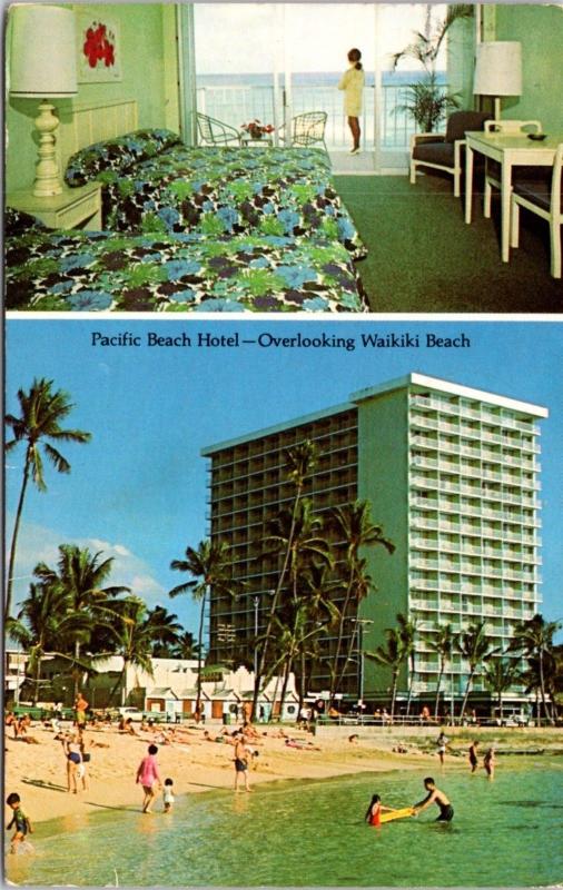 Pacific Beach Hotel Waikiki Hawaii HI Multiview Interior c1972 Postcard E14 