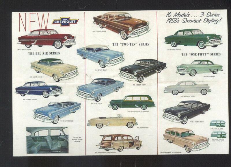 1953 CHEVROLET CAR DEALER ADVERTISING POSTCARD '53 CHEVY STATION WAGON