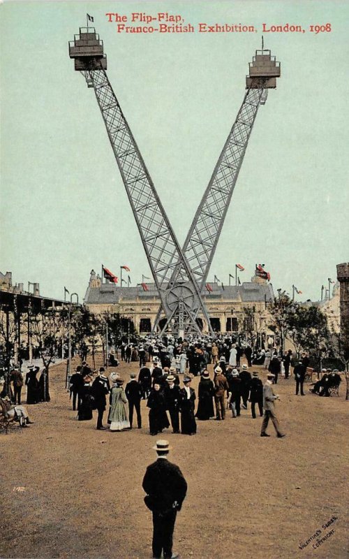 The Flip-Flap Ride Franco-British Exhibition London UK 1908 Vintage Postcard