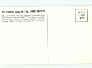 Pre-1980 Postcard Ad CONTINENTAL AIRLINES BOEING 727 TRIJET AIRPLANE AC6316