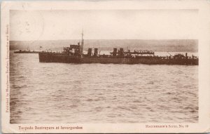 Torpedo Destroyer at Invergordon Scotland Military Boat c1906 Postcard H20