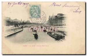 Paris - The Seine for the Pont Neuf - Old Postcard