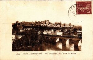 CPA Carcassonne Vue d'ensemble. Pont Neuf s l'Aude FRANCE (1012998)