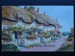 Cornwall PORTHOUSTOCK Christmas Greetings c1906 Postcard Raphael Tuck 7119