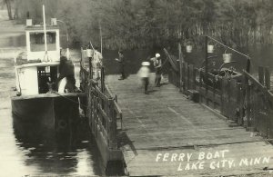 Lake City MINNESOTA RP1910 FERRY Steamboat MISSISSIPPI RIVER nr Red Wing Wabasha