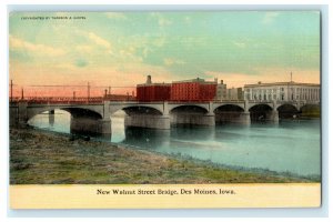 c1910 New Walnut St. Bridge Des Moines Iowa IA Antique Postcard 