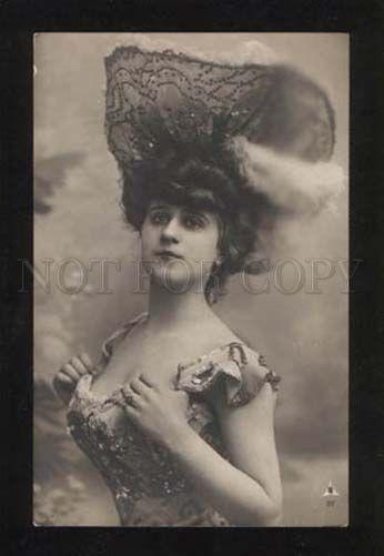 060483 BELLE in Huge HAT Lovely DANCER Vintage PHOTO