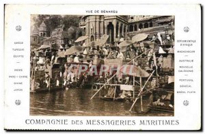 Postcard Old Ship Ship Company Courier Maritimes View of Benares India