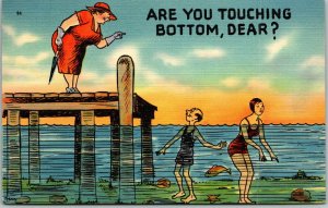 Vintage Linen Comics Postcard Humor Beach Risqué UNUSED