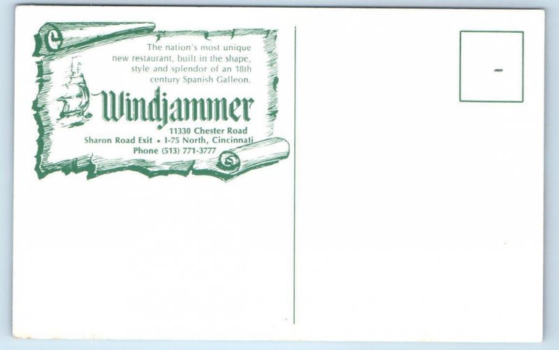 CINCINNATI, OH Ohio ~ Roadside WINDJAMMER RESTAURANT  c1960s Postcard 