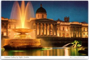 VINTAGE POSTCARD THE NATIONAL GALLERY AT NIGHT LONDON ENGLAND