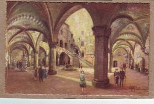 P1330 nice vintage art postcard signed unused palazzo pretorio-cortile italy