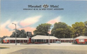 G77/ West Point Mississippi Postcard Linen Marshall Motel Building