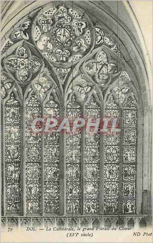 Old Postcard Dol La Cathedrale Grand Stained Choir (XVIth Century)