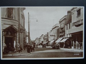 Devon DEVONPORT Fore Street POST OFFICE & BUSY STREET Pre Blitz c1939 Valentine