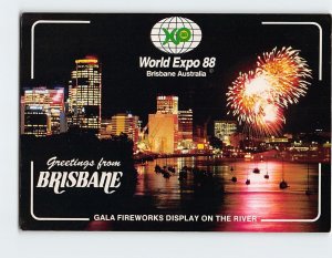 Postcard Gala Fireworks Display On The River, Greetings from Brisbane, Australia