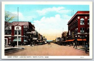 Dewey Street Looking North North Platte Nebraska NE UNP WB Postcard K6