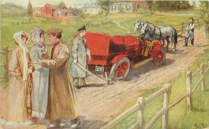 Artist Impression Early Auto Breakdown St John Artist Postcard 20-1331