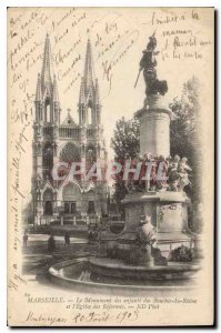 Postcard Old Marseille Monument Children Bouches du Rhone and the Church of R...