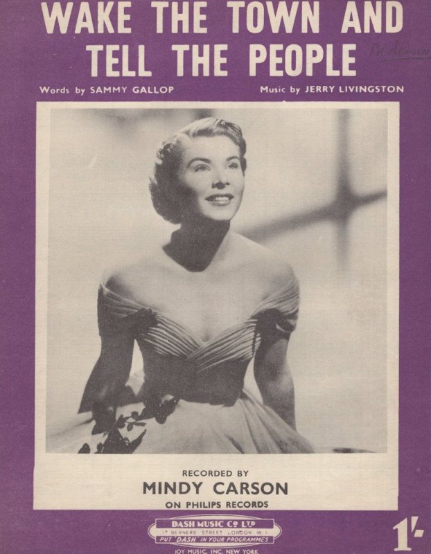 Wake The Town & Tell The People Mindy Carson 1950s Sheet Music