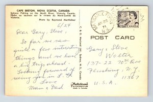 Cape Breton Nova Scotia Canada Salom Fishing N River Victoria County Postcard PM