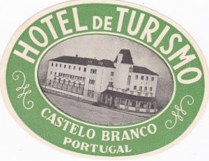 Portugal Castelo Branco Hotel De Turismo Vintage Luggage Label sk2131