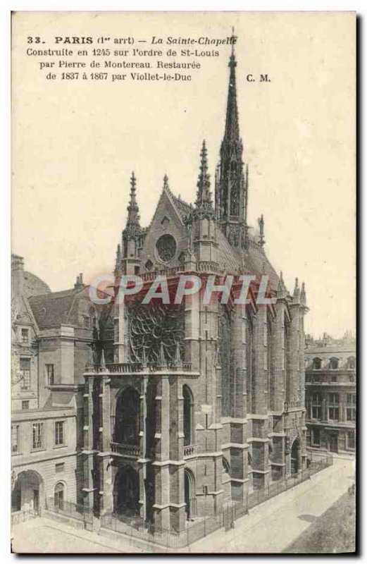 Old Postcard Paris La Sainte Chapelle Built On & # 39Ordre From St. Louis