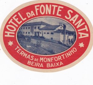 Portugal Beira Hotel Da Fonte Santa Vintage Luggage Label sk2151