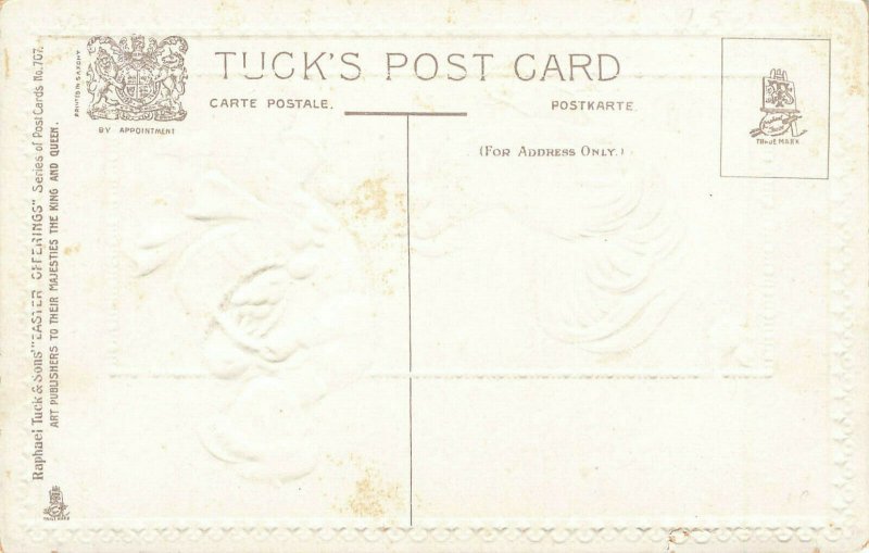 A Joyous Easter Turkey & Boy Raphael Tuck Embossed Postcard