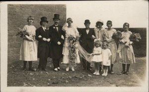 Haworth STUDIO CAMEO W. Yorkshire Crossdressing Gay Interest Wedding c1910 RPPC