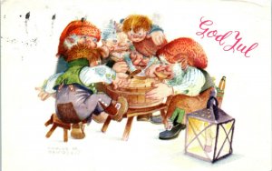 1960s Artist Signed Trygve M. Davidsen God Yul Norway Christmas Postcard