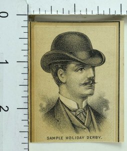 1870's Engraved London & 5th Ave. Style Hats At The Factory Derby Trade Card F73