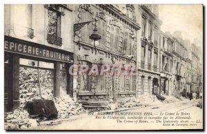 Old Postcard Army Crime Reims Rue de l'Universite bombed and burned by the Ge...