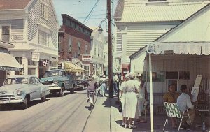 Provincetown MA, Cape Cod, Commercial St., 1968, Bicycle, Cars, Bowling, Artist