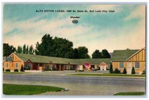 Salt Lake City Utah Postcard Alta Motor Lodge Exterior View 1953 Vintage Antique