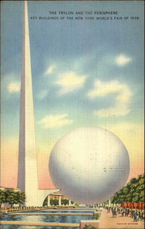 1939 New York World's Fair Trylon & Perisphere Used 7/22/38 Linen Postcard