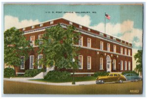 Salisbury Maryland Postcard US Post Office Exterior View c1940 Vintage Antique